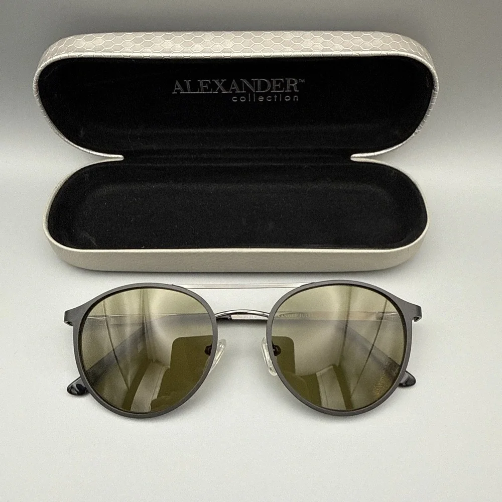 Colours by Alexander Julian Authentic Morricone Sunglasses Black Round GreenLens